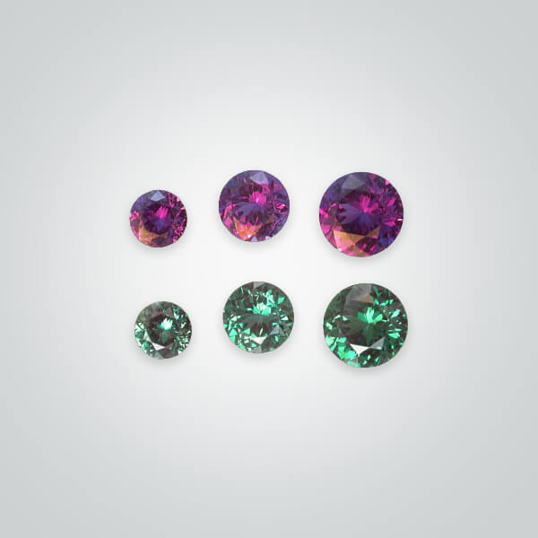 Synthetic Gemstones Pulled Czochralski Alexandrite (Color Change), Round