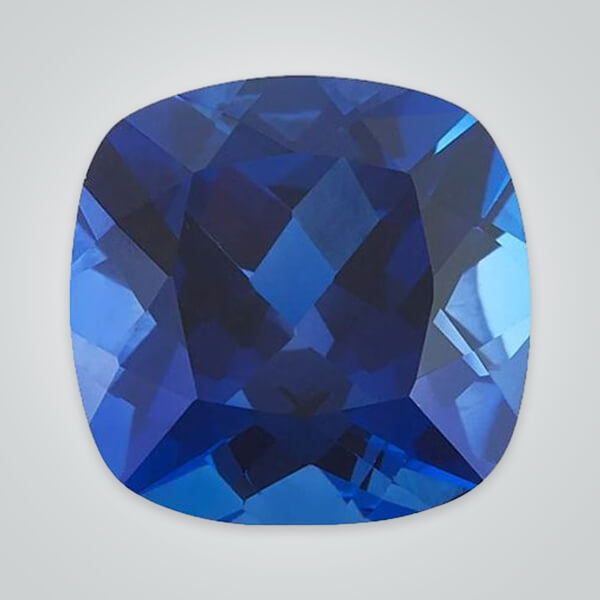 Synthetic Gemstones Pulled Czochralski Blue Sapphire, Cushion Checkerboard