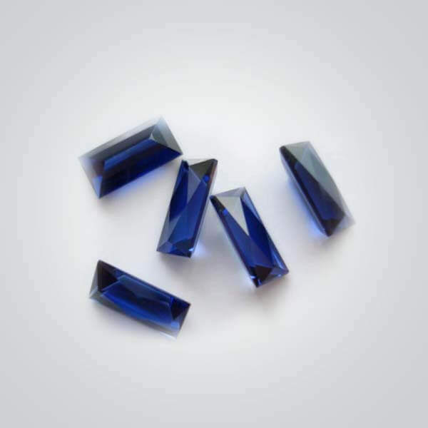 Cubic Zirconia Blue Sapphire, Baguette