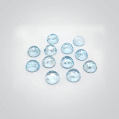 Cubic Zirconia Blue Topaz, Round Rose Cut (Flat Bottom)