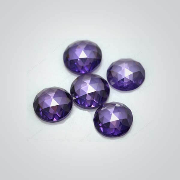 Cubic Zirconia Amethyst, Round Rose Cut (Flat Bottom)