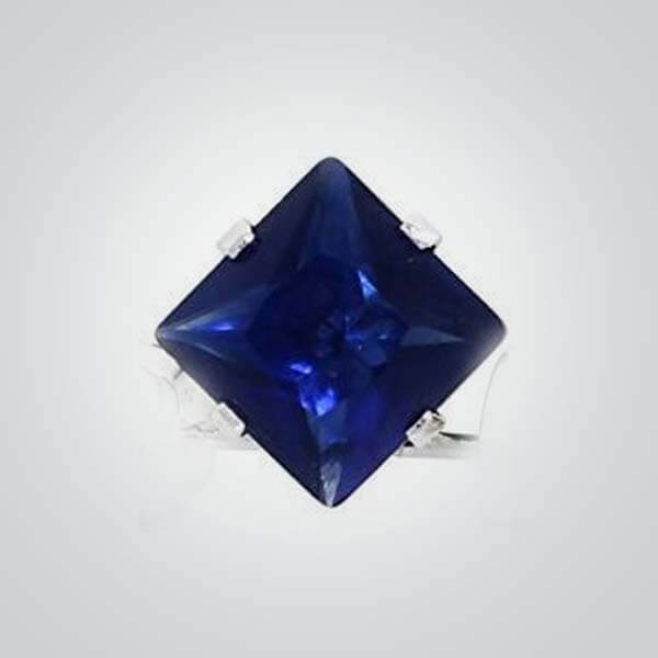 Cubic Zirconia Blue Sapphire, Square