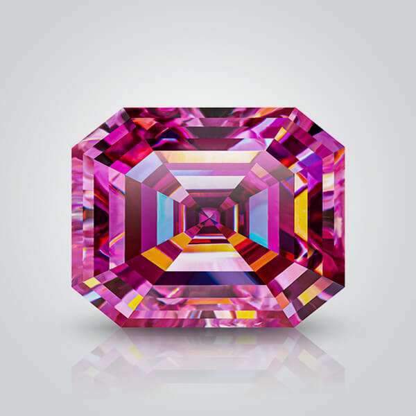 Synthetic Gemstones Pink Moissanite, Asscher