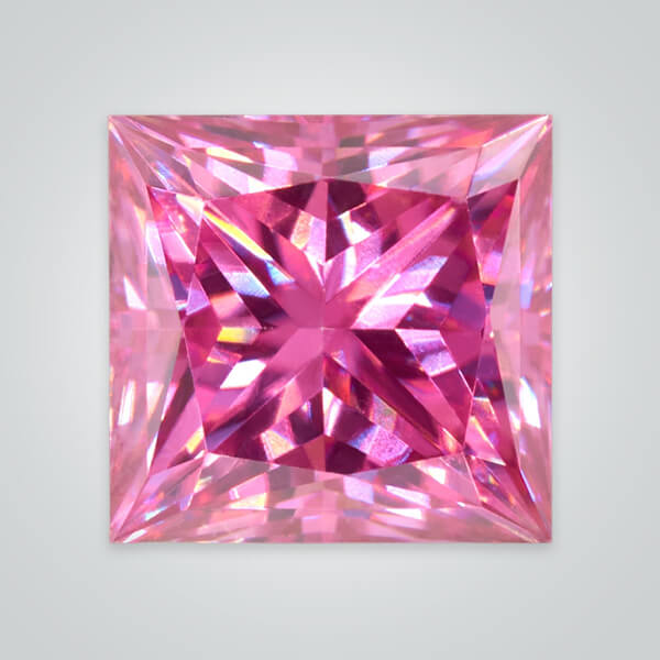 Synthetic Gemstones Pink Moissanite, Square Princess