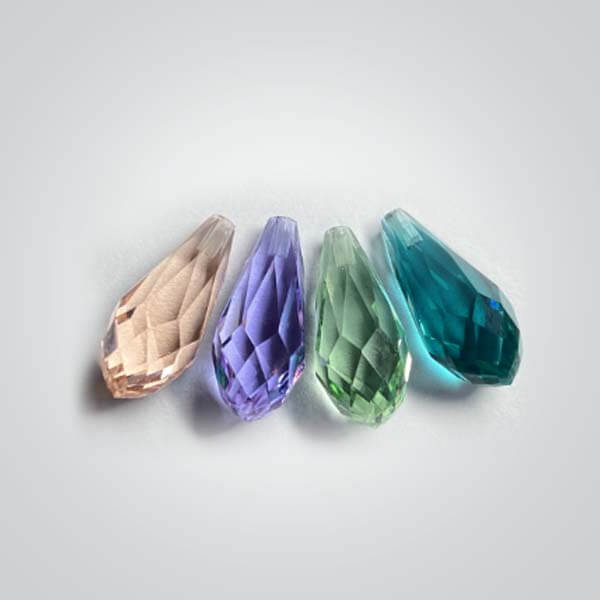 Cubic Zirconia Champagne, Briolette Drop With Top Or Side Hole Drilled