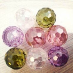 Cubic Zirconia Amethyst, Faceted Balls With Full Hole