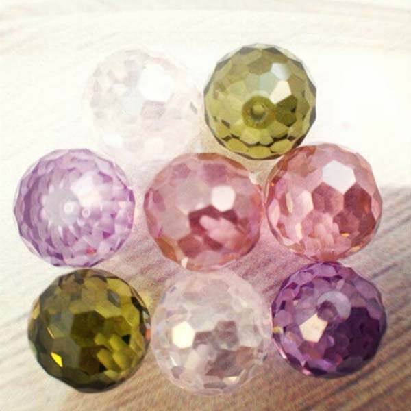 Cubic Zirconia Garnet, Faceted Balls With Full Hole