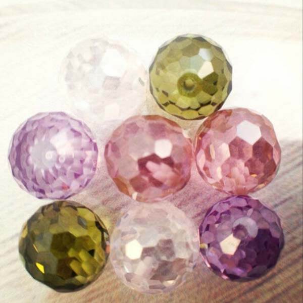 Cubic Zirconia Orange, Faceted Balls With Full Hole