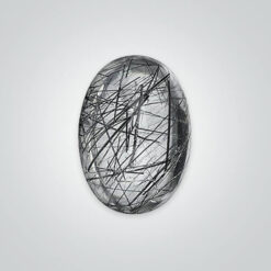 Black Tourmalinated Quartz, Oval Cabochon