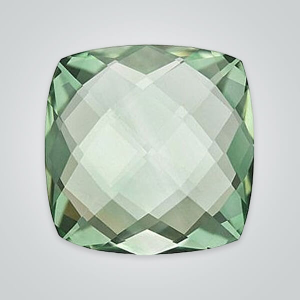 Natural Green Quartz, Cushion Double Sided Checkerboard