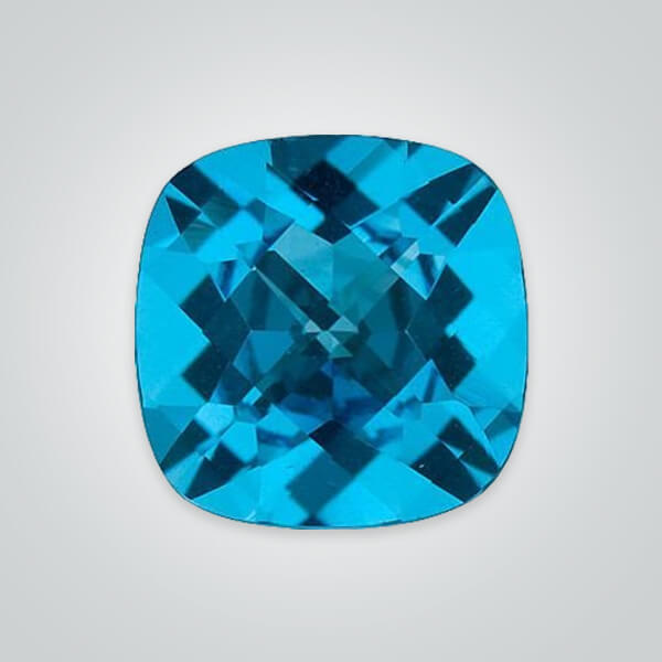 Natural Swiss Blue Topaz, Cushion Checkerboard