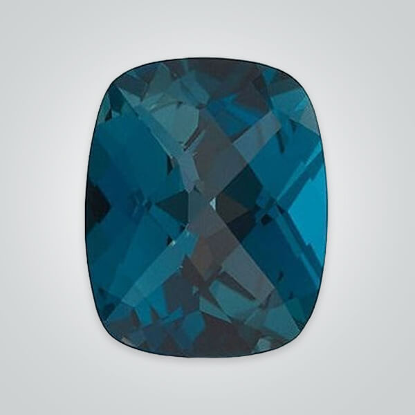 Natural London Blue Topaz, Elongated Cushion Checkerboard