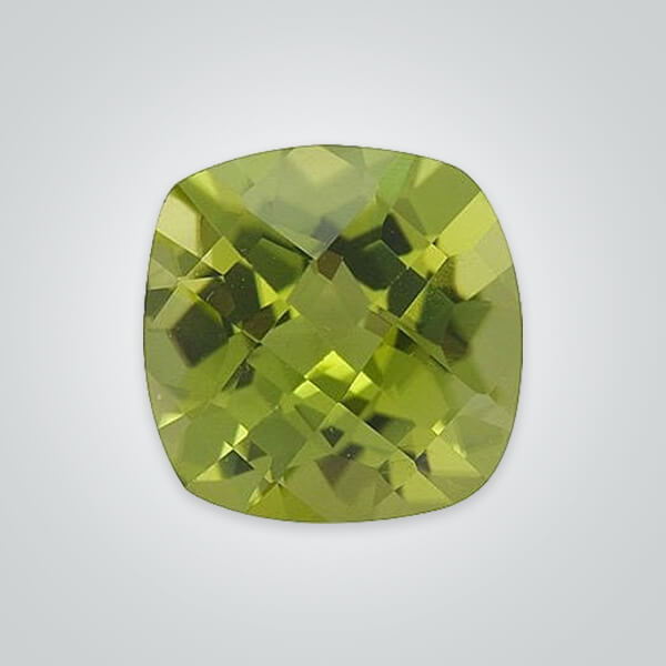Natural Peridot, Cushion Checkerboard