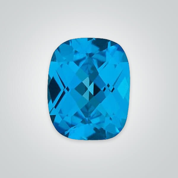 Natural Swiss Blue Topaz, Elongated Cushion Checkerboard