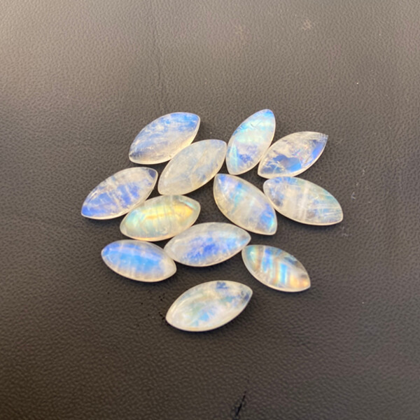 Natural Rainbow Moonstone, Marquise Cabochon