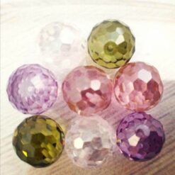 Cubic Zirconia Violet, Faceted Balls With Full Hole
