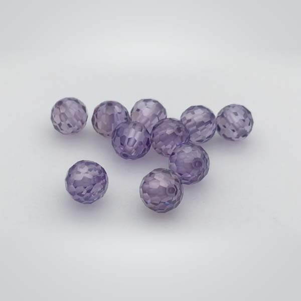 Cubic Zirconia Lavender, Faceted Balls With Full Hole