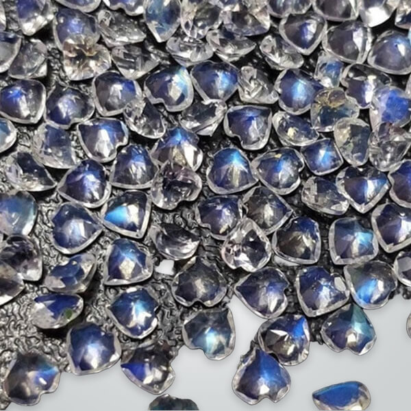 Natural Rainbow Moonstone, Heart Faceted