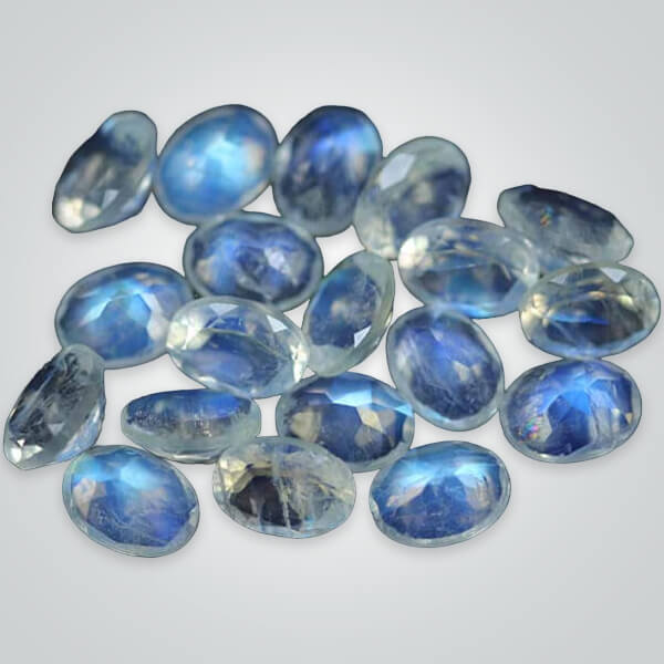 Natural Rainbow Moonstone, Oval Faceted