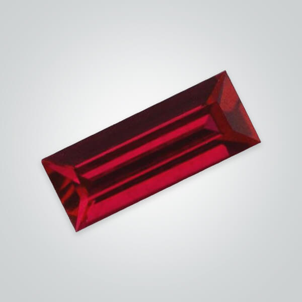 Lab Created Pulled Czochralski Ruby, Baguette