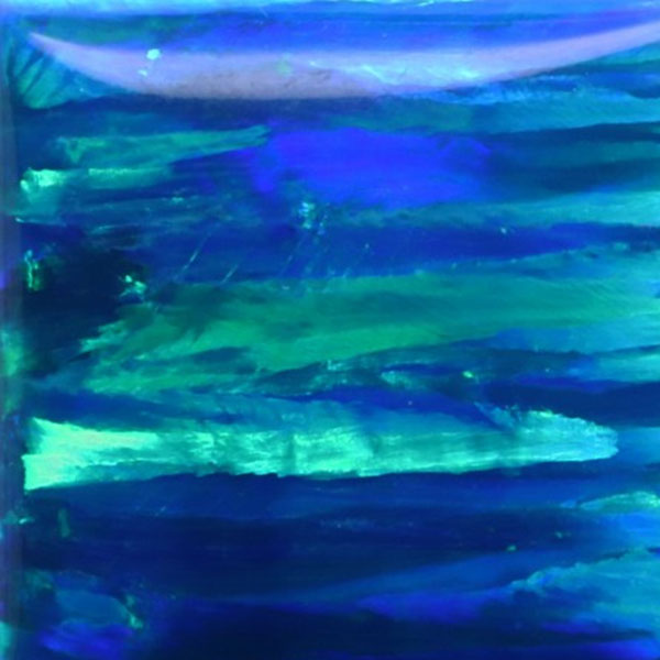 Lab Created Bello Opal Striped Pattern, OP63-B Lake Blue