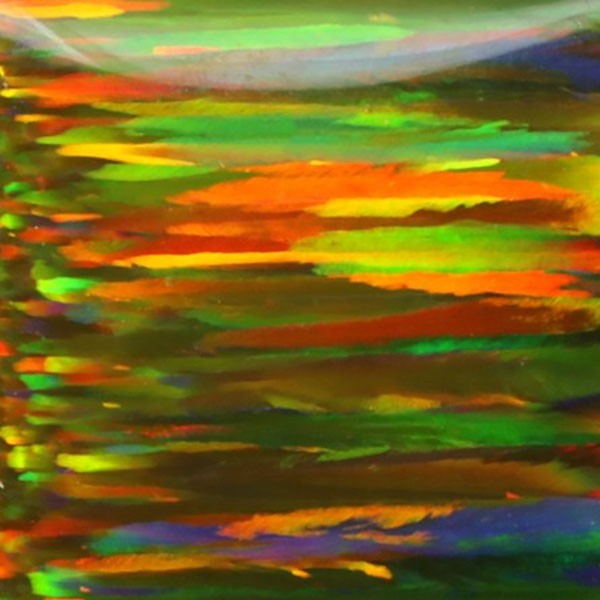 Lab Created Bello Opal Striped Pattern, OP70-B Multi Olive