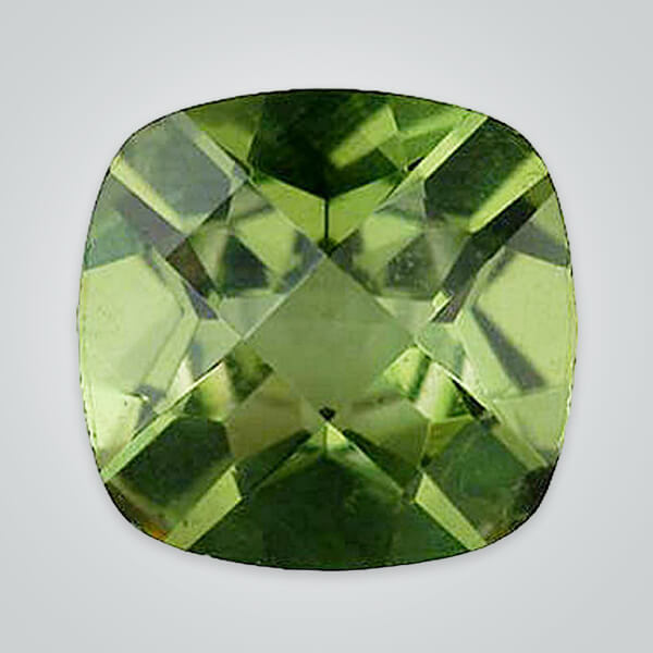 Synthetic Gemstones Peridot Quartz, Cushion checkerboard