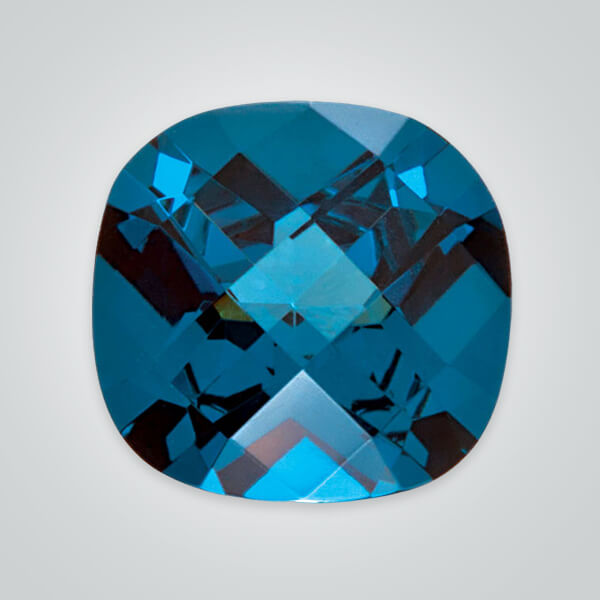 Lab Created Blue Zircon# 120, Cushion Checkerboard