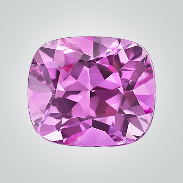 Lab Created Pulled Czochralski Pink Sapphire, Cushion