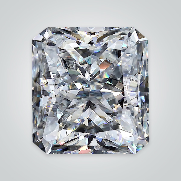 White Moissanite Crushed Ice Cut, Radiant