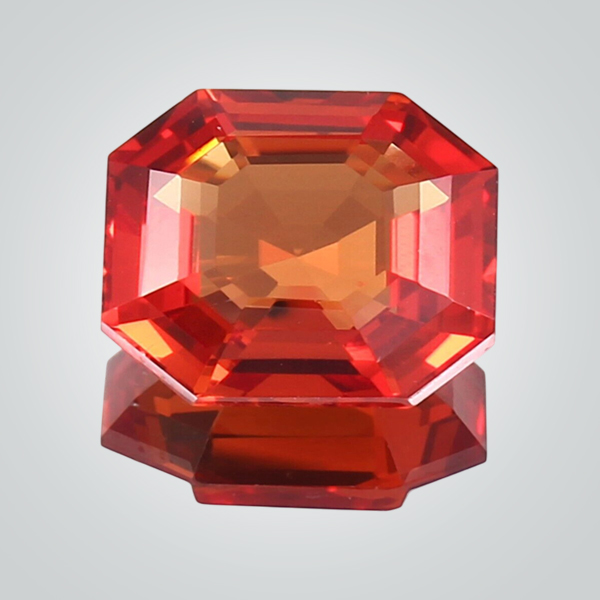 Lab Created Pulled Czochralski Orange Sapphire, Asscher
