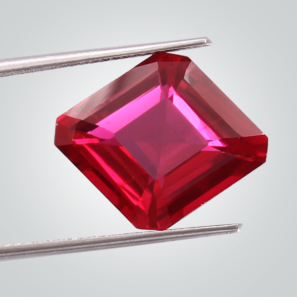 Synthetic Gemstones Pulled Czochralski Pinkish Ruby, Asscher