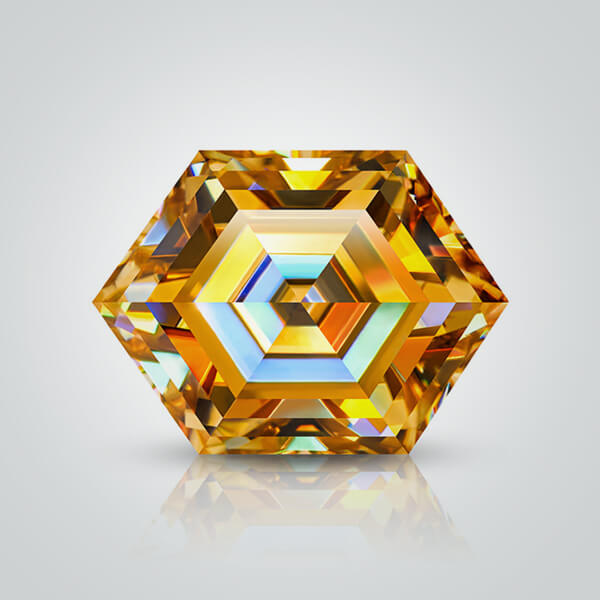 Champagne Moissanite, Hexagon