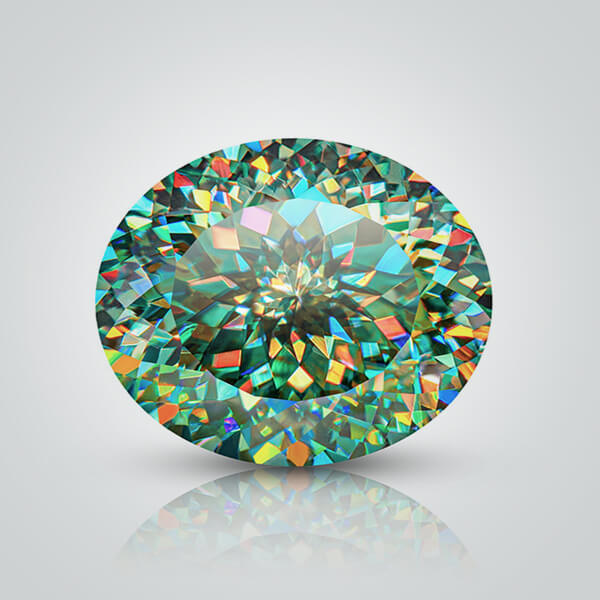Synthetic Gemstones Green Moissanite, Round Portuguese cut