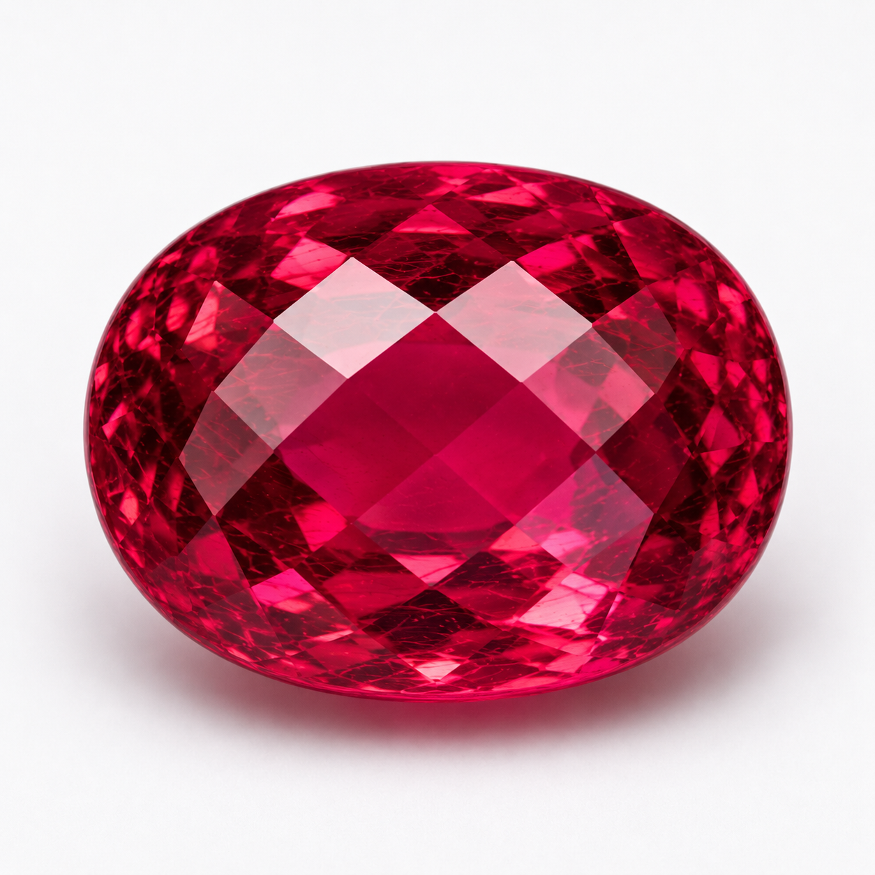 Lab Created Hydrothermal Red Beryl, Oval Checkerboard
