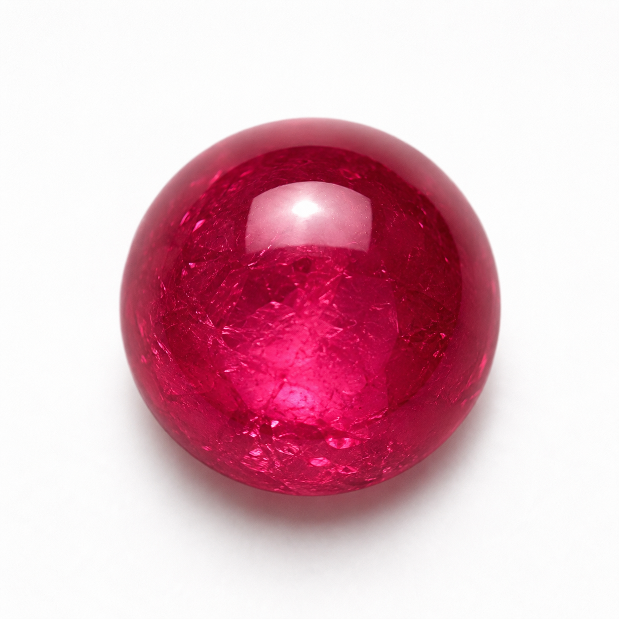Lab Created Hydrothermal Red Beryl, Round Cabochon